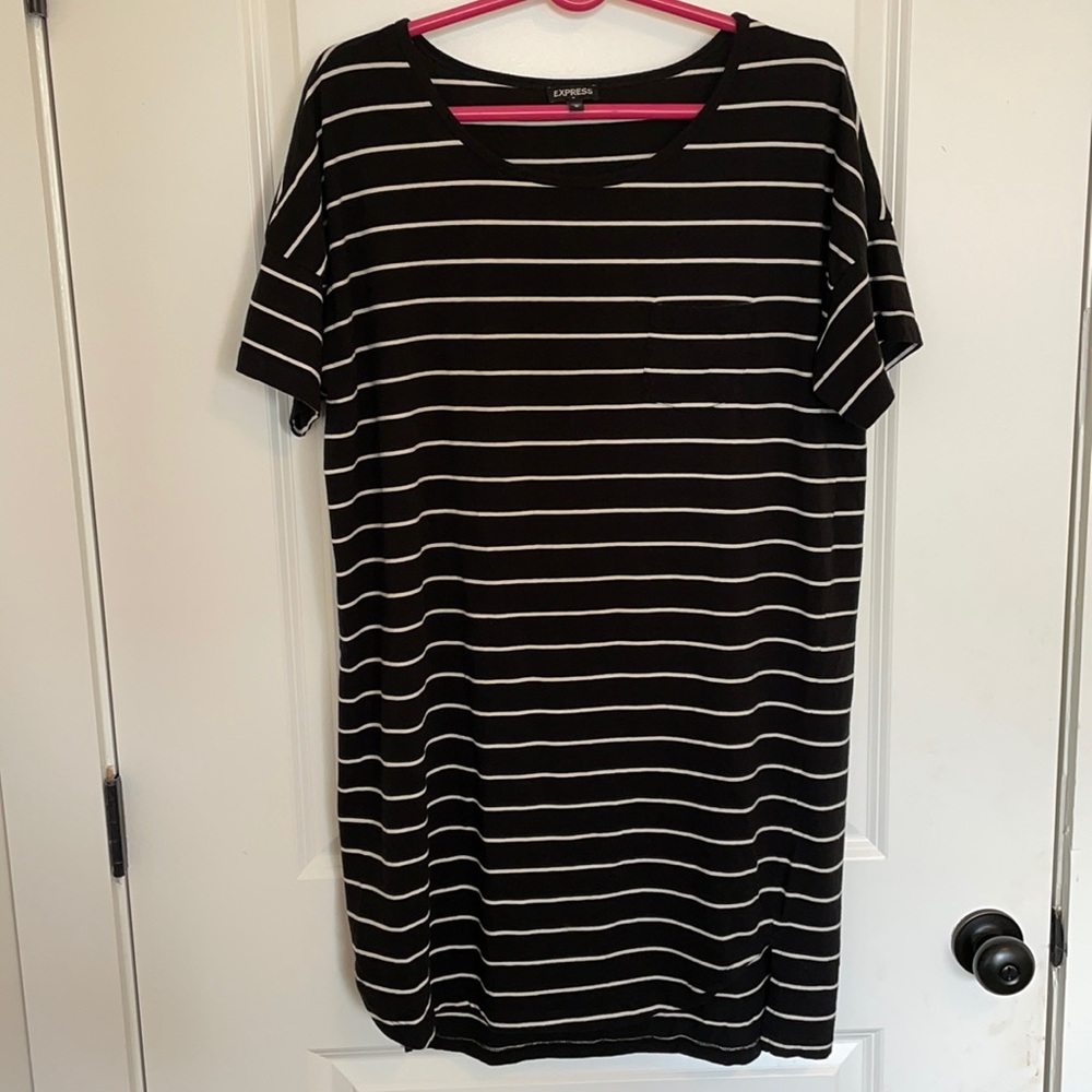 Express Black and White Stripe Tshirt Dress